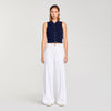 Topstitched Wide-Leg Jeans White