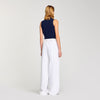 Topstitched Wide-Leg Jeans White
