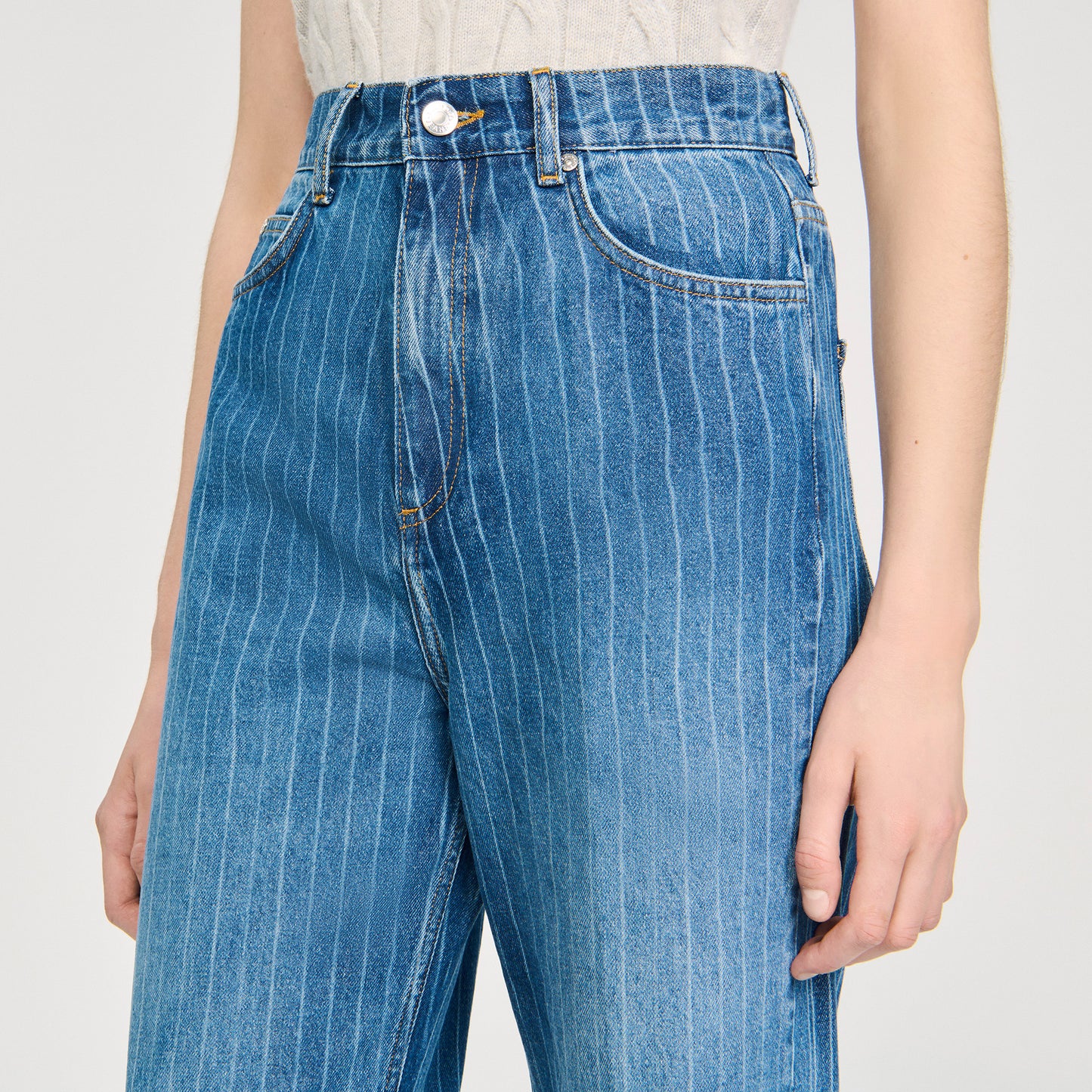 Horizon Wide-Leg Striped Jeans Blue Jean