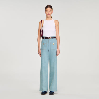 Eliam Faded High-Rise Wide-Leg Jeans Blue Jean