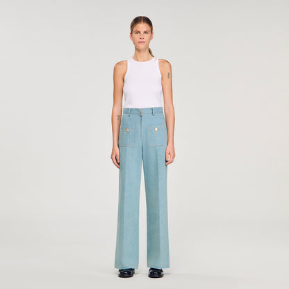 Eliam Faded High-Rise Wide-Leg Jeans Blue Jean