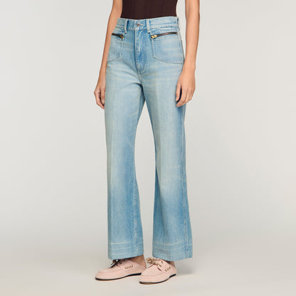 Harper Faded Straight Zipped Cotton Jeans Blue Jean