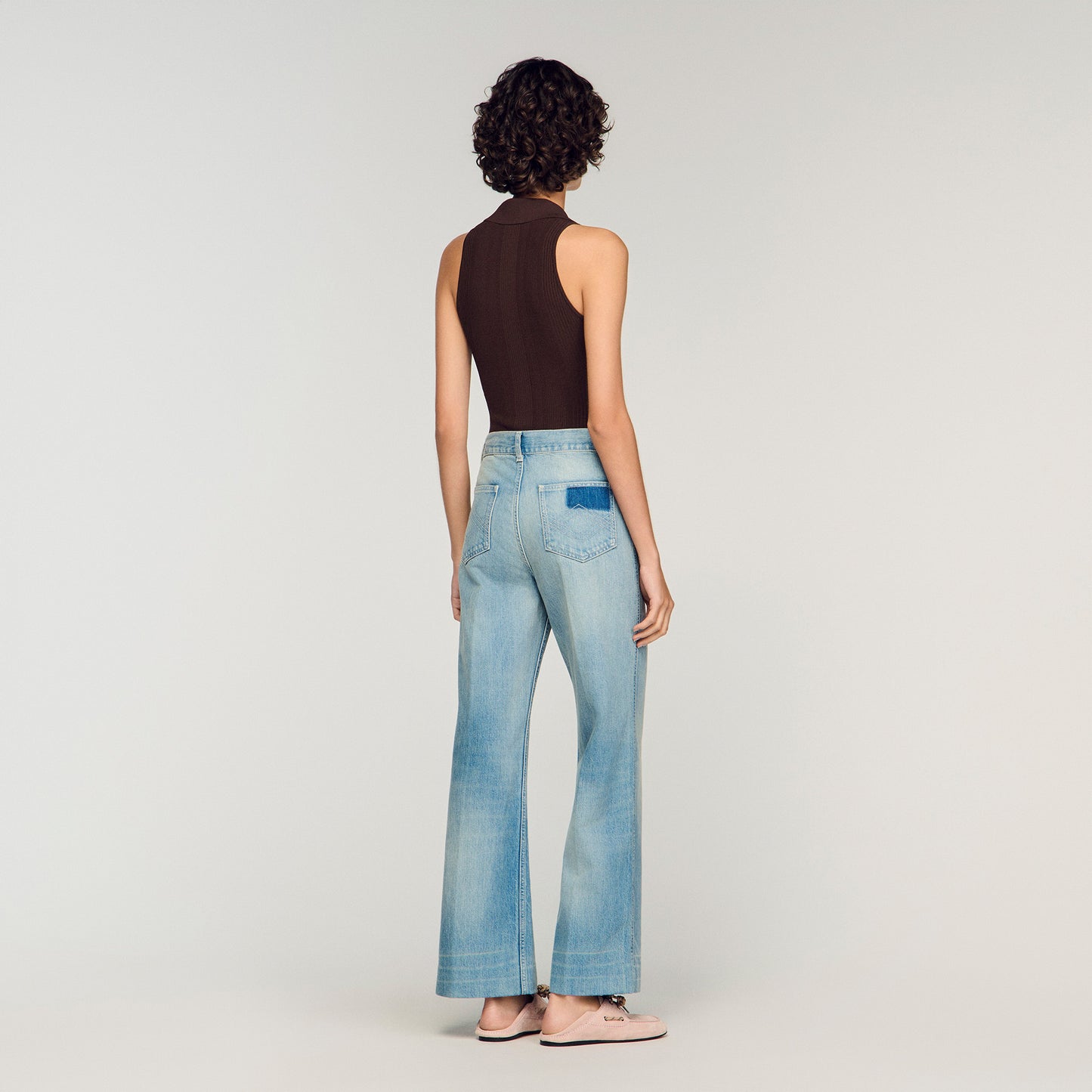 Harper Faded Straight Zipped Cotton Jeans Blue Jean