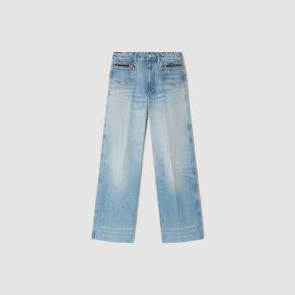 Harper Faded Straight Zipped Cotton Jeans Blue Jean