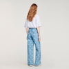 Seventies Wide-Leg Floral Print Jeans Blue Jean