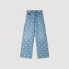 Seventies Wide-Leg Floral Print Jeans Blue Jean