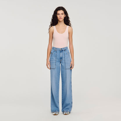 Olsen Faded Wide Straight-Leg Jeans BLUE JEAN