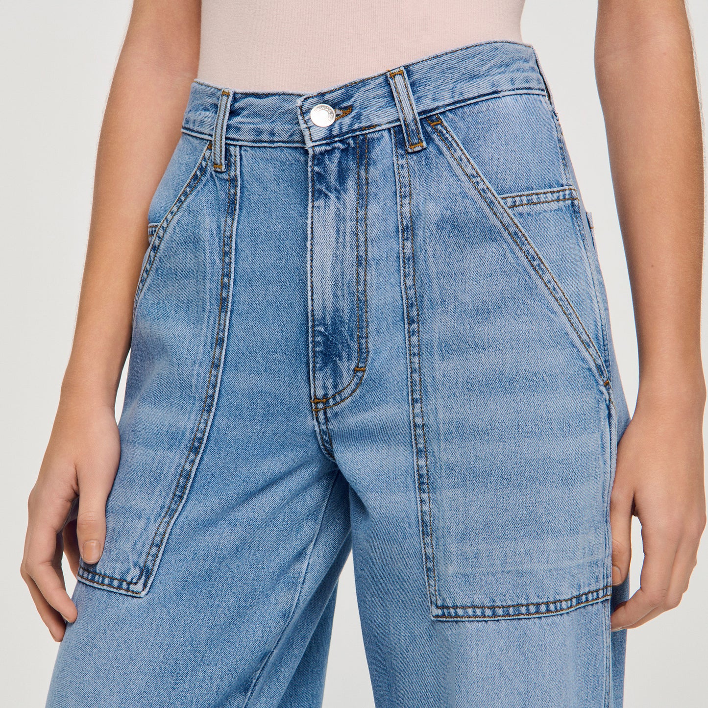 Olsen Faded Wide Straight-Leg Jeans BLUE JEAN
