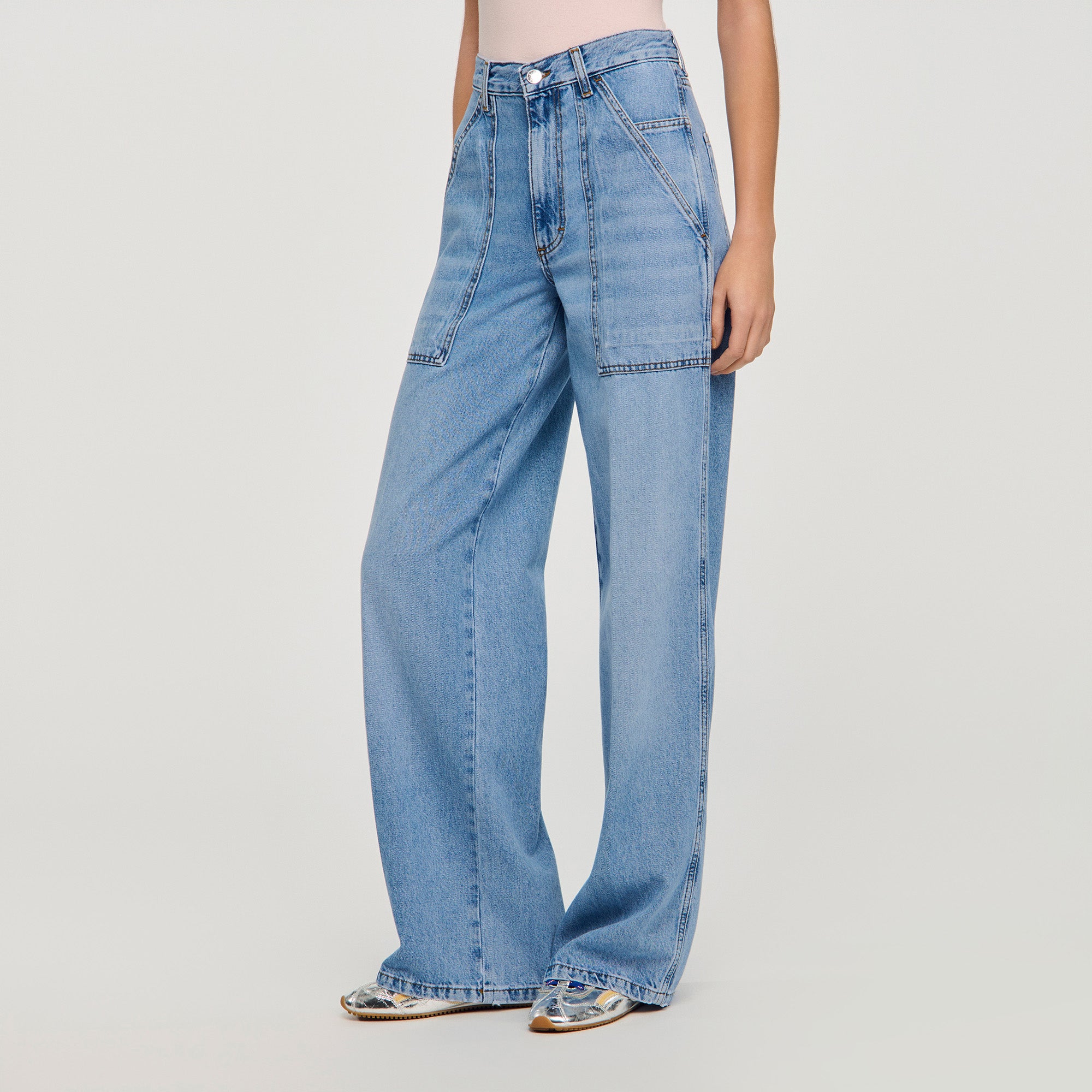 Olsen Faded Wide Straight-Leg Jeans BLUE JEAN