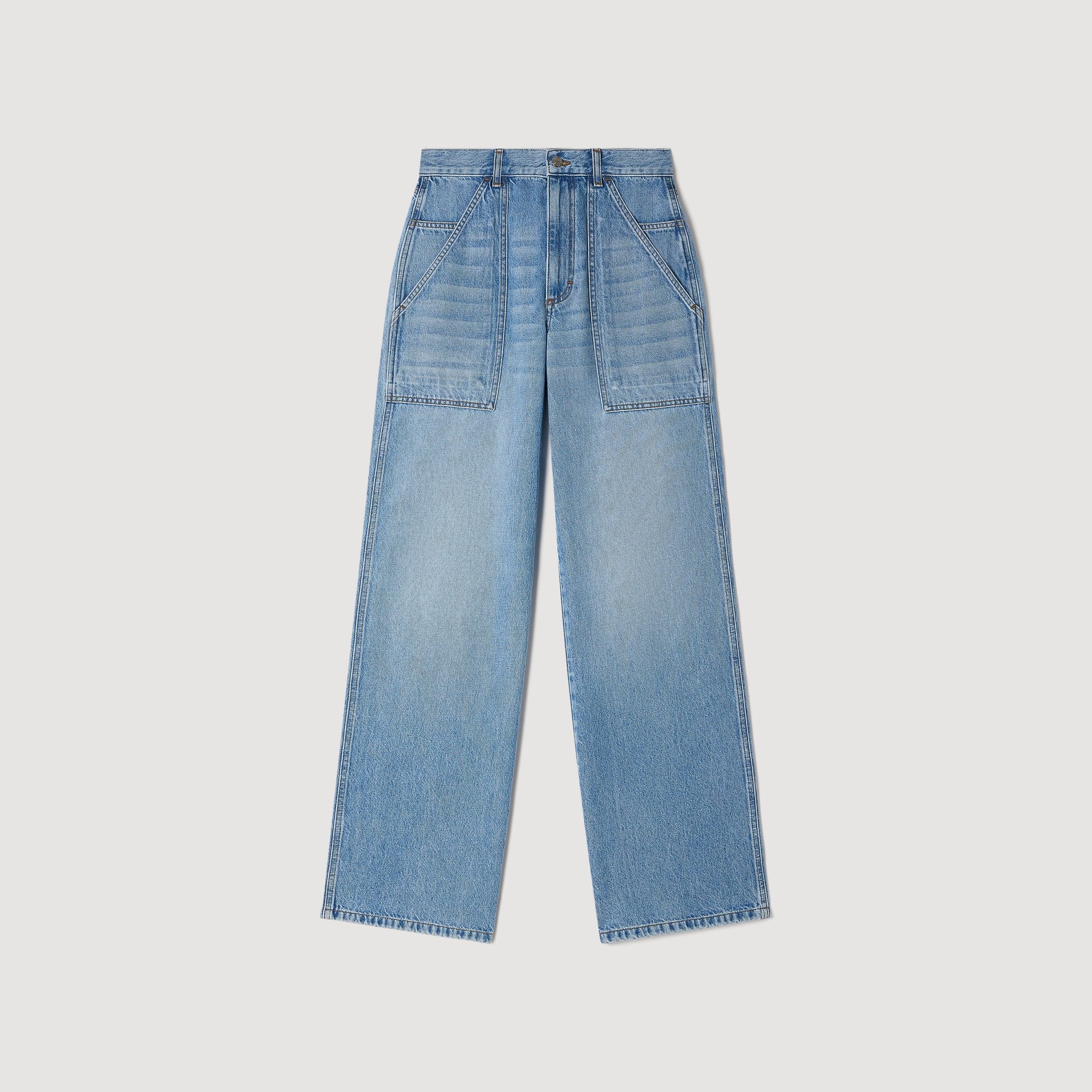 Olsen Faded Wide Straight-Leg Jeans Blue Jean