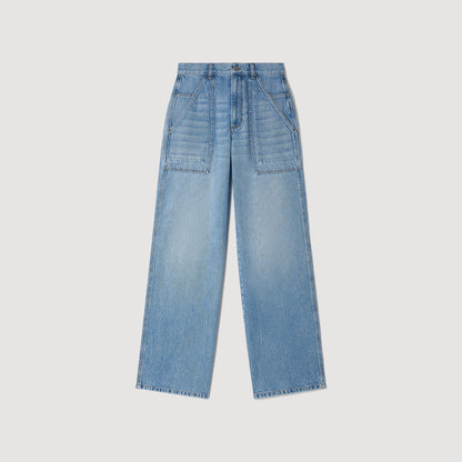 Olsen Faded Wide Straight-Leg Jeans Blue Jean