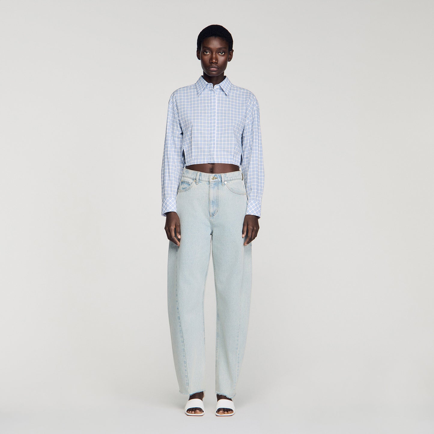 Ethan Faded Barrel Cotton Jeans Sky Blue