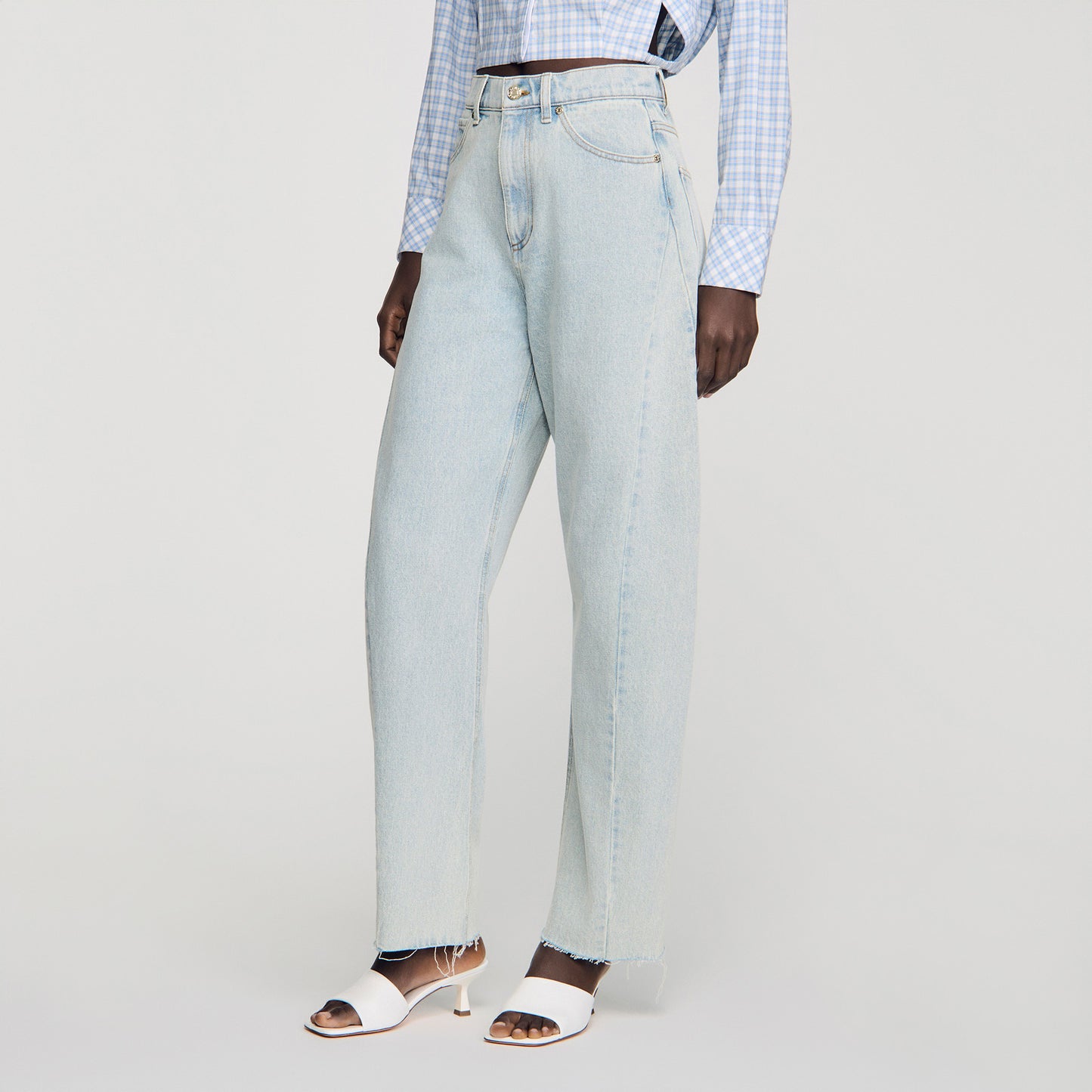 Ethan Faded Barrel Cotton Jeans Sky Blue