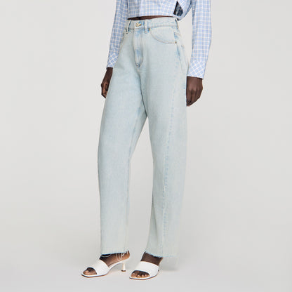 Ethan Faded Barrel Cotton Jeans Sky Blue