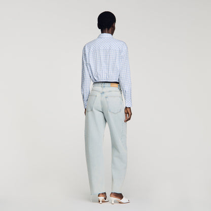 Ethan Faded Barrel Cotton Jeans Sky Blue