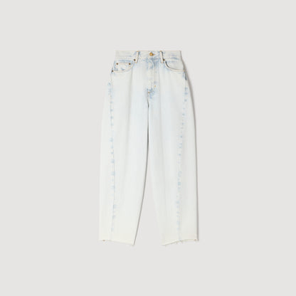 Ethan Faded Barrel Cotton Jeans Sky Blue