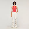 Flo Wide-Leg Embroidered Jeans White