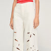 Flo Wide-Leg Embroidered Jeans White