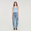 Palm Palm-Embroidered Wide Barrel Jeans Blue Jean