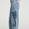 Palm Palm-Embroidered Wide Barrel Jeans Blue Jean