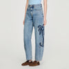 Palm Palm-Embroidered Wide Barrel Jeans Blue Jean