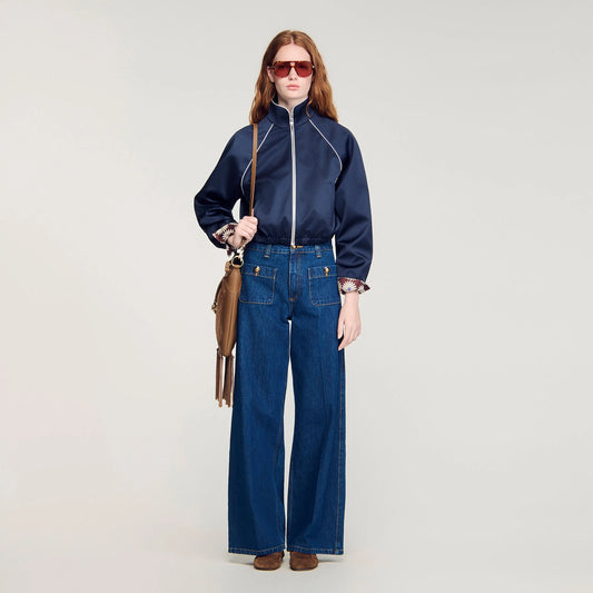 Floride Raw Straight Patch Pocket Jeans Deep Blu