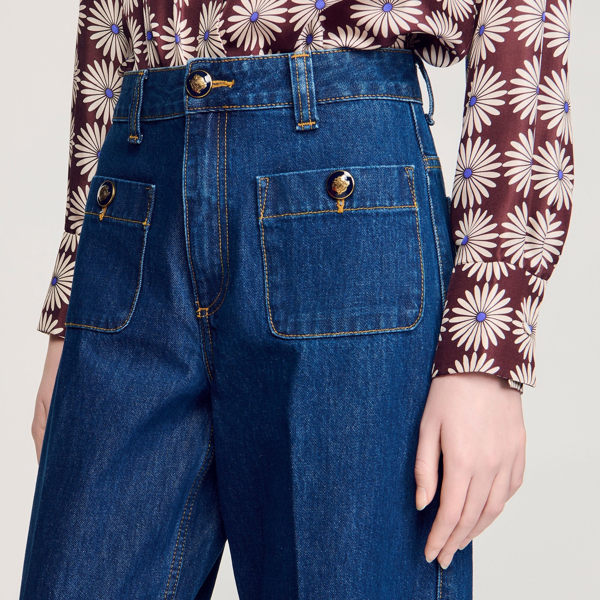 Floride Raw Straight Patch Pocket Jeans Deep Blu