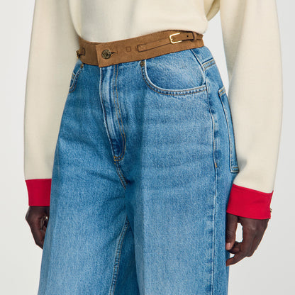 Sunny Straight jeans with leather belt Blue Jean