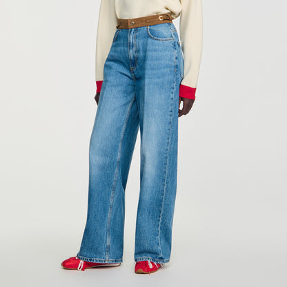 Sunny Straight jeans with leather belt Blue Jean
