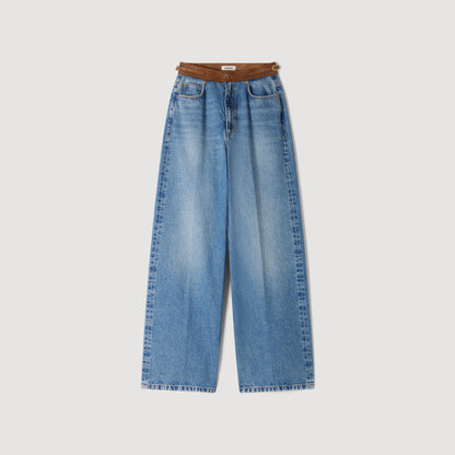 Sunny Straight jeans with leather belt Blue Jean