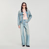 Sigrid Straight-leg leather detail jeans Blue Jean