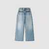 Sigrid Straight-leg leather detail jeans Blue Jean