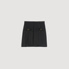 Short Skirt With Stitched Pleats Black