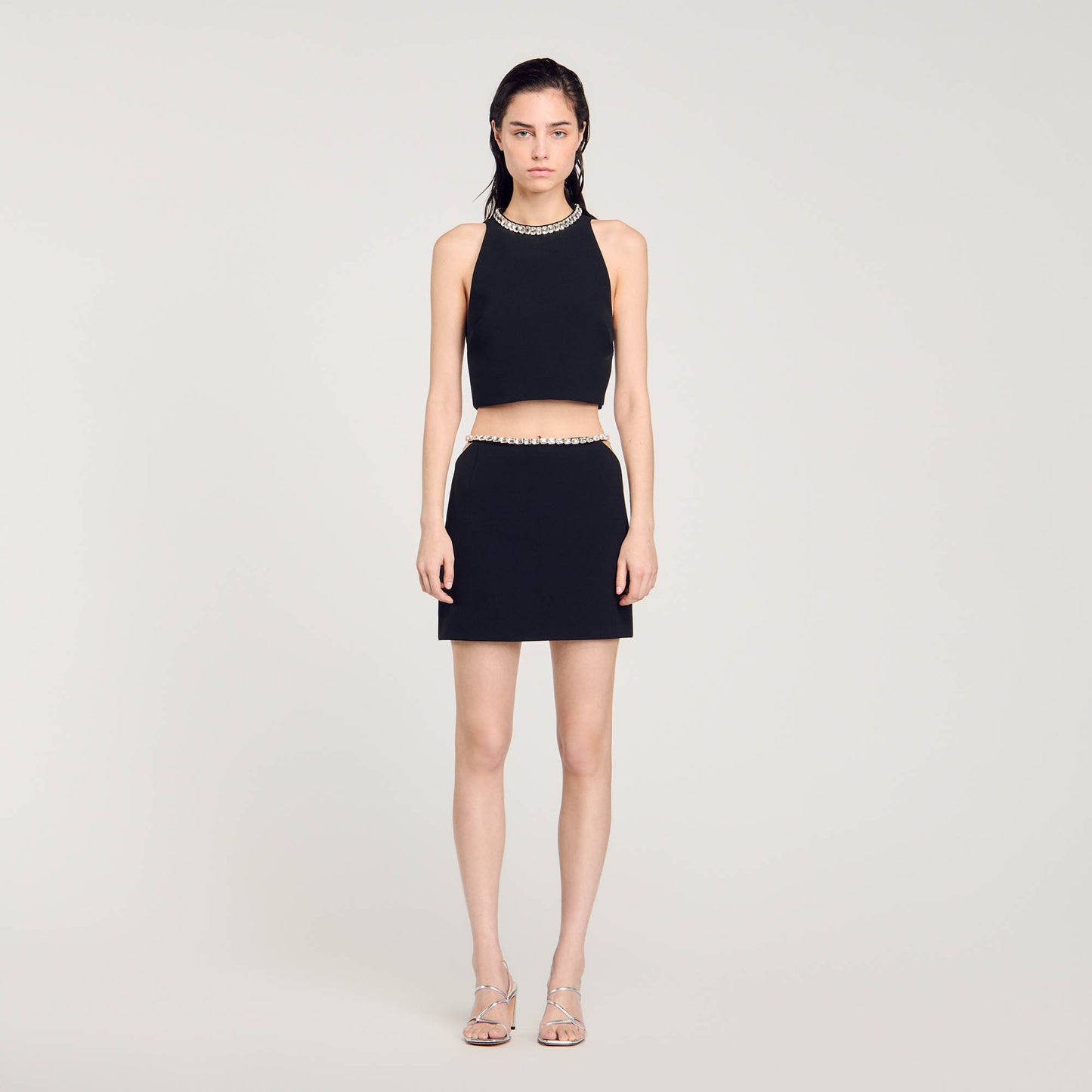 Short Rhinestone Skirt Black