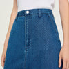 Rhinestone Denim Maxi Skirt Blue Jean