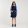 Short Asymmetrical Pleated Skirt Navy Blue