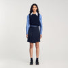 Short Asymmetrical Pleated Skirt Navy Blue