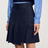 Short Asymmetrical Pleated Skirt Navy Blue