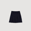 Short Asymmetrical Pleated Skirt Navy Blue