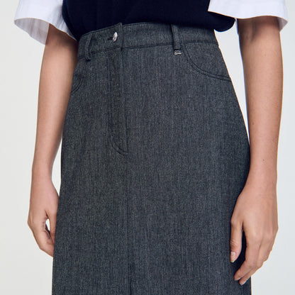 Long Slit Skirt Grey