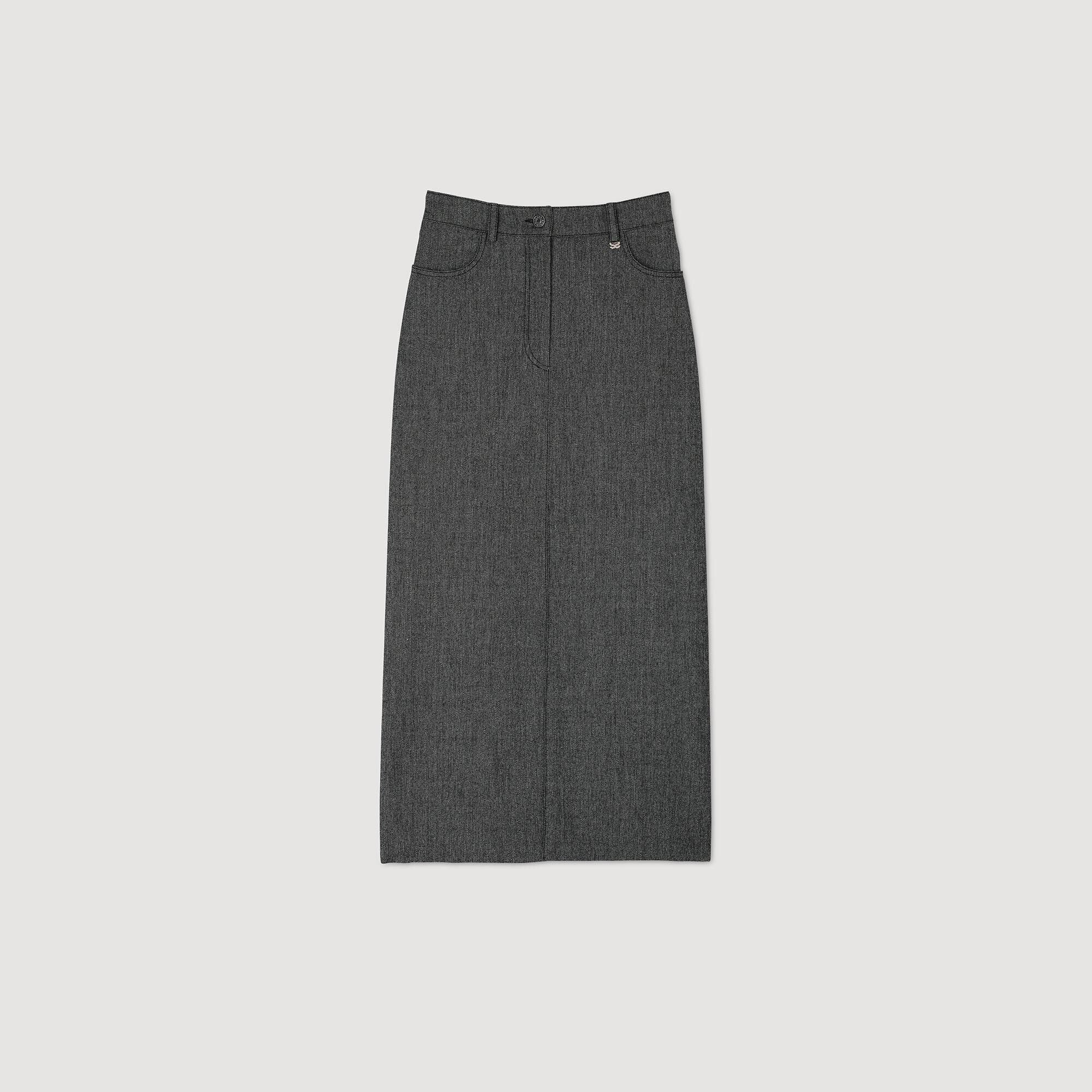 Long Slit Skirt Grey