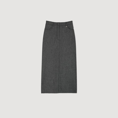 Long Slit Skirt Grey