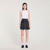 Short Checked Pleated Skirt Dark Grey
