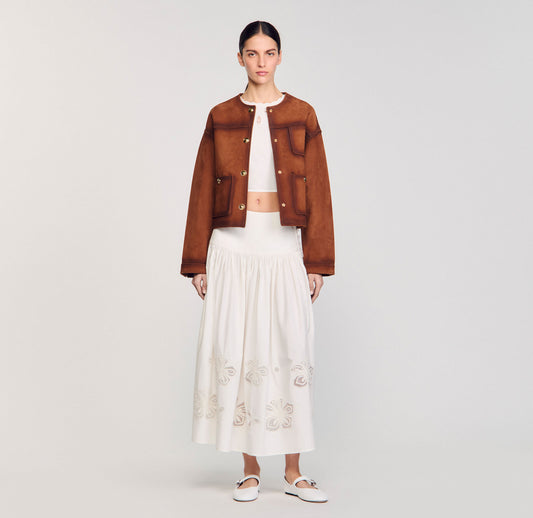 Edonie Floral Embroidery Skirt Ecru