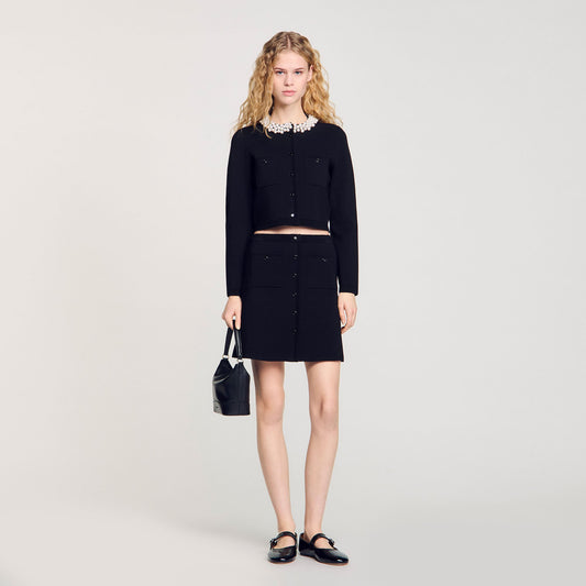 Clarancia Short Knit Skirt Black