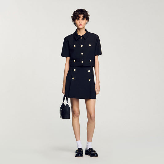 Valeriane Short Pleated Skirt Black