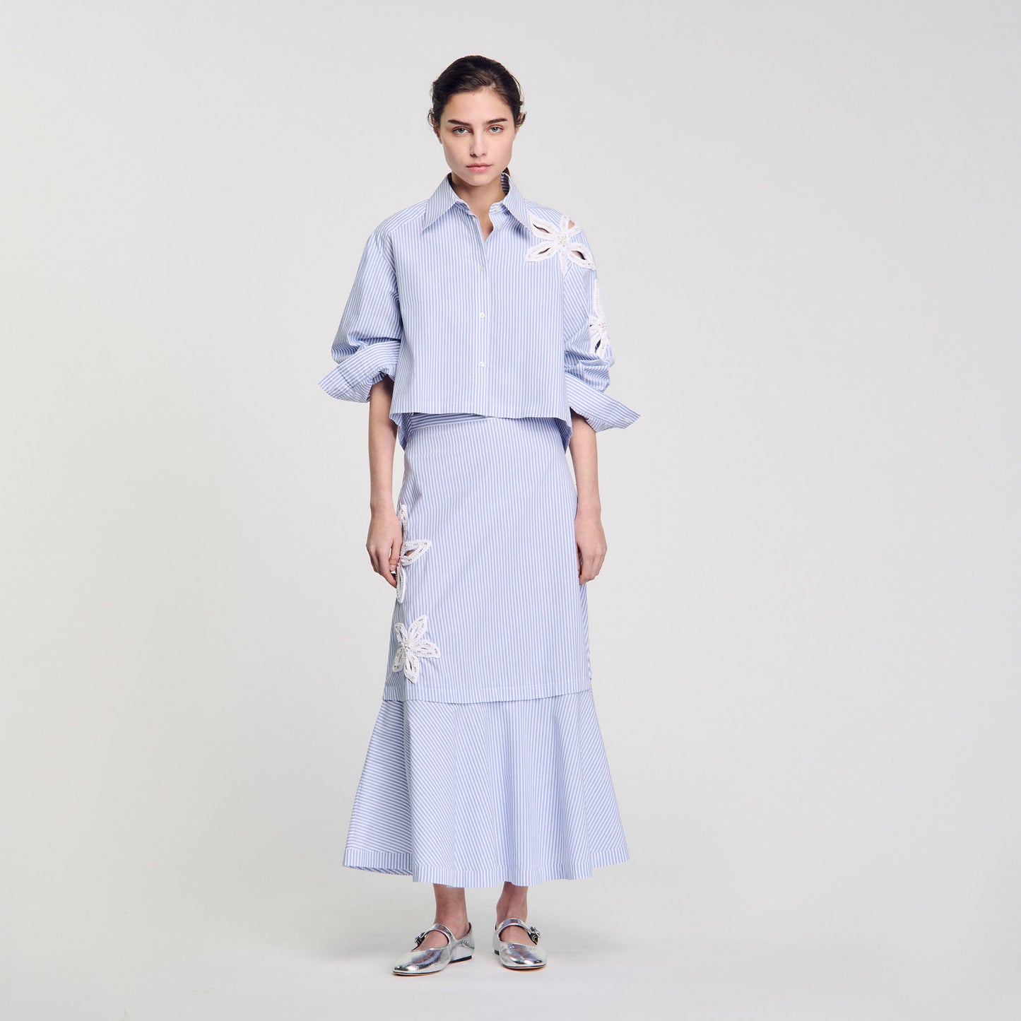 Jasmin Long Striped Skirt Sky Blue