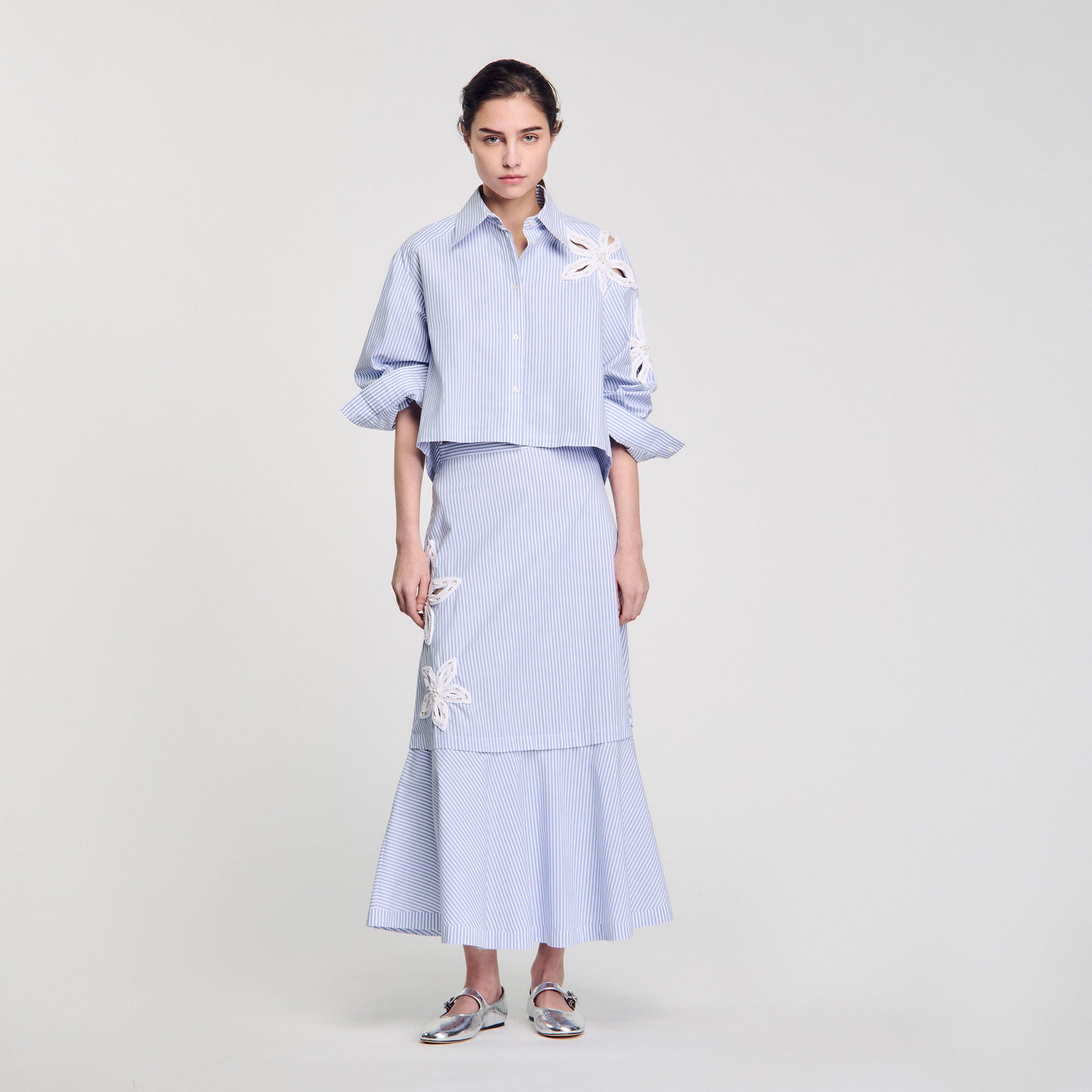 Jasmin Long Striped Skirt Sky Blue