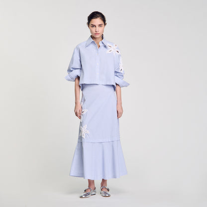 Jasmin Long Striped Skirt Sky Blue
