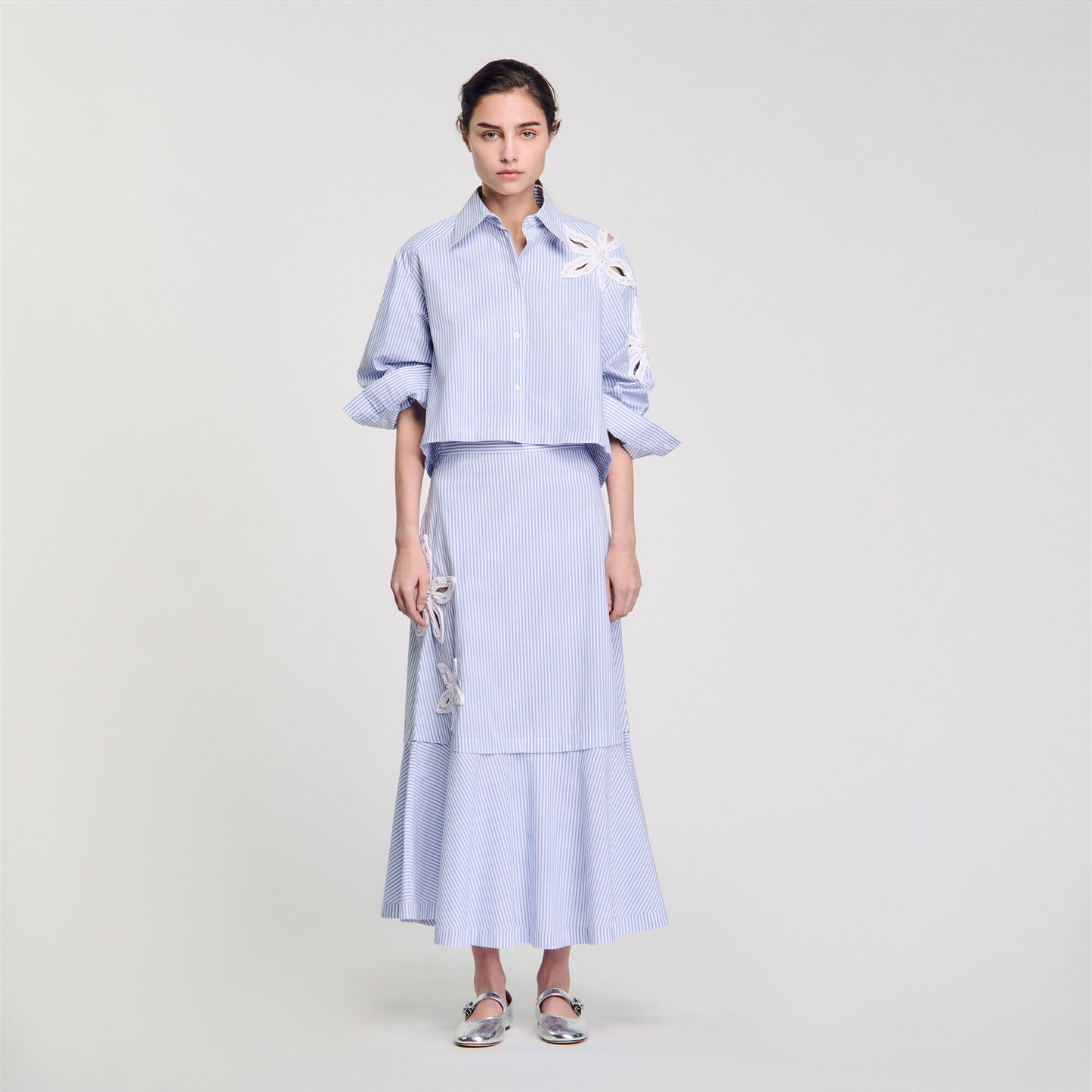 Jasmin Long Striped Skirt Sky Blue